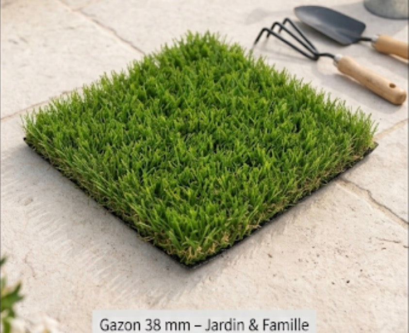 ⁠Gazon Synthétique 38 mm – Modèle Jardin & Famille (Sur-Mesure)⁠